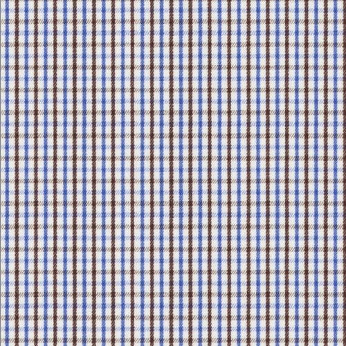 Blue Brown Check Twill fabric swatch