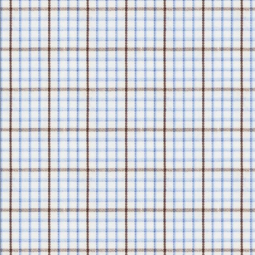 Blue Brown Check Twill fabric swatch