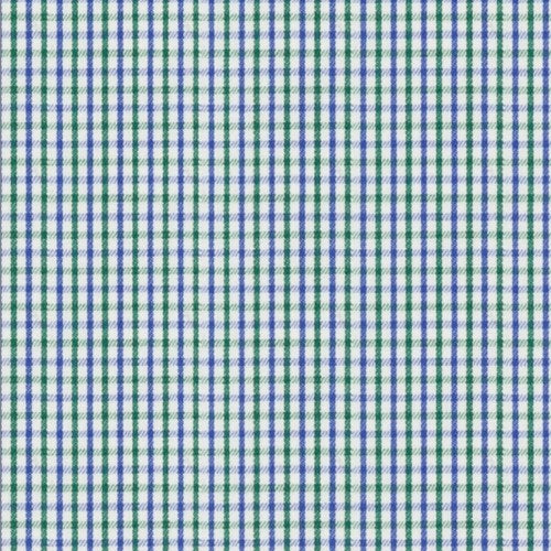 Blue Green Check Twill fabric swatch