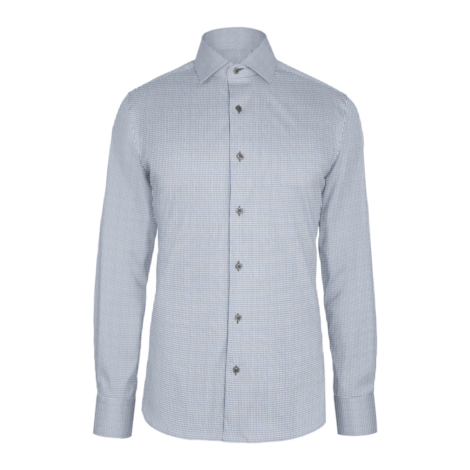 Light Blue Brown Check Twill custom shirt