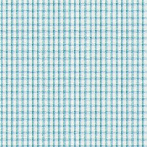 Light Blue Green Check Twill fabric swatch