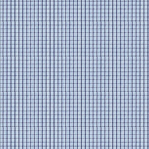 Light Blue Navy Check Twill fabric swatch