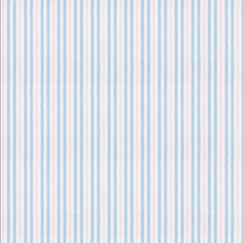 Blue Pink Stripe Twill fabric swatch
