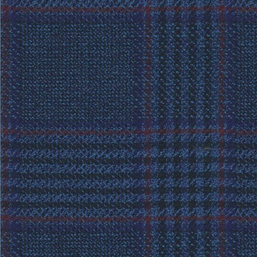 Lanificio di Lusso navy violet track windowpane fabric swatch