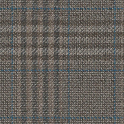Lanificio di Lusso tan light blue track plaid fabric swatch