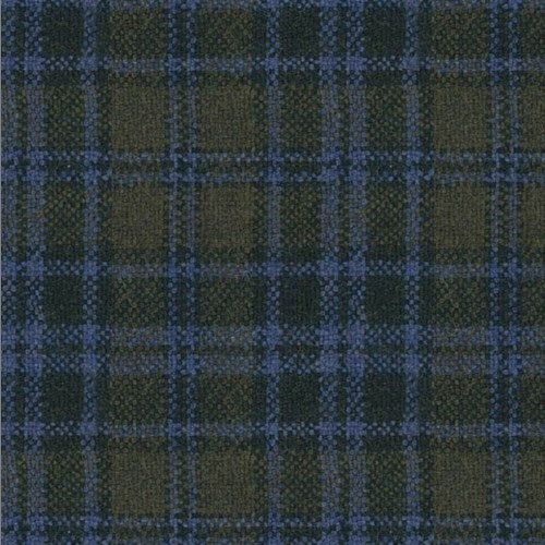 Kensington olive blue plaid fabric swatch