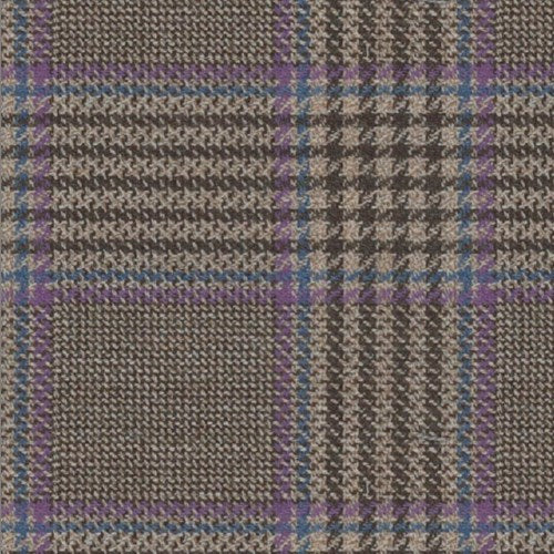 Lanificio di Lusso tan lavender track windowpane fabric swatch
