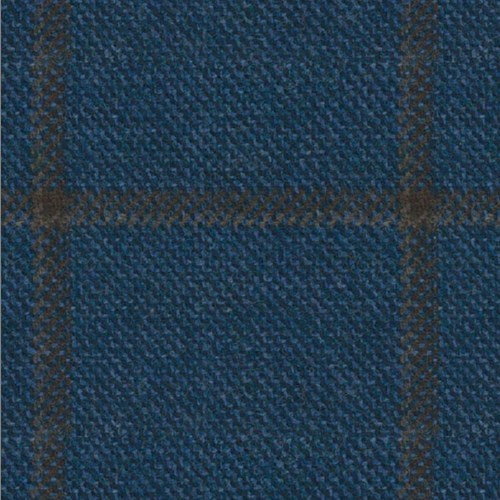Kensington blue brown windowpane fabric swatch