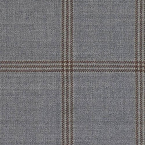 Reda Light Grey Brown Windowpane Jacket fabric swatch