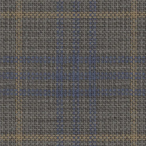 Lanificio di Lusso taupe blue window check fabric swatch