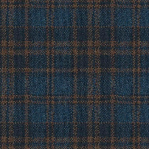Kensington blue copper plaid fabric swatch