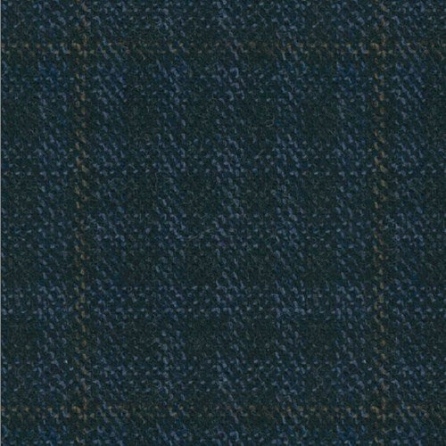 Kensington dark navy tan window check fabric swatch