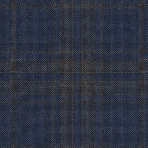 Reda Navy Brown Plaid Windowpane Jacket fabric swatch