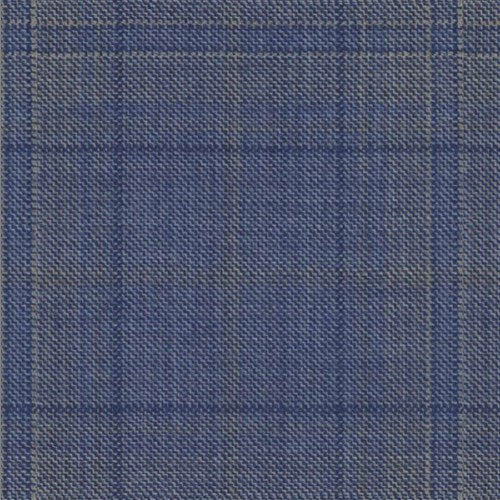 Reda Blue Tan Plaid Windowpane Jacket fabric swatch