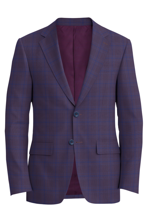 Reda Maroon Blue Track Windowpane Jacket