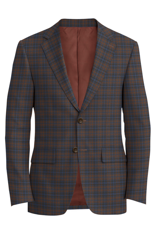 Kensington Brown Blue Plaid Jacket in brown blue plaid fabric