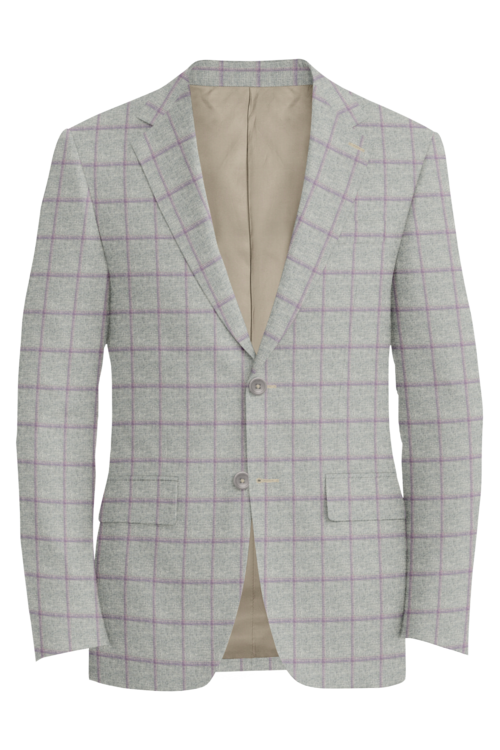 Guabello Grey Lavender Windowpane Jacket in grey lavender windowpane fabric