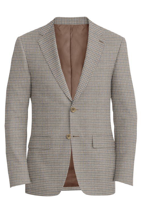 Guabello Tan Multi Check Jacket in tan multi check fabric