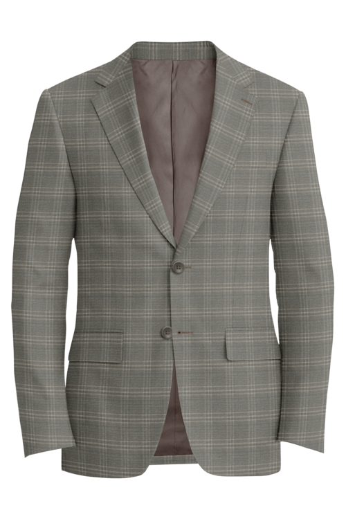 Guabello Taupe Tonal Plaid Jacket in taupe tonal plaid fabric