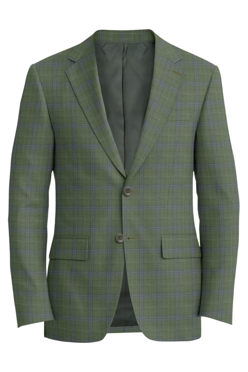 Lanificio di Lusso Moss Grey Window Check Jacket in moss grey window check fabric