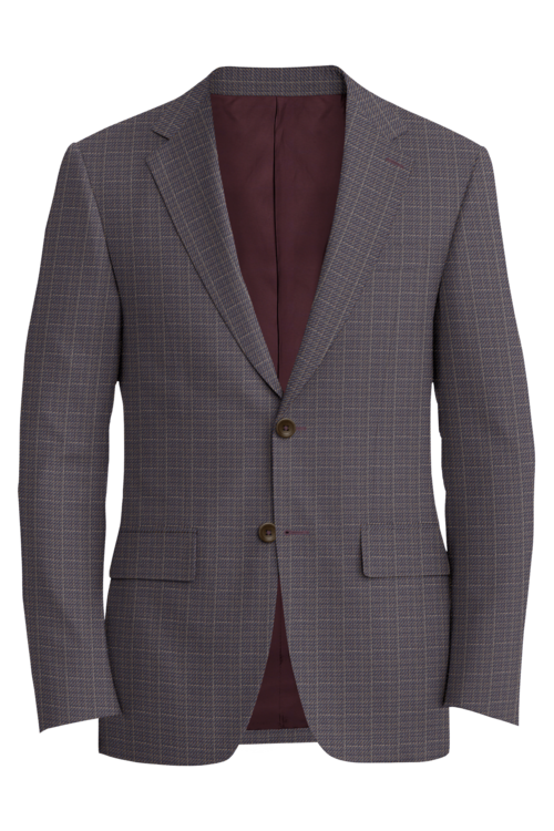 Lanificio di Lusso Wine Textured Check Jacket in wine textured check fabric