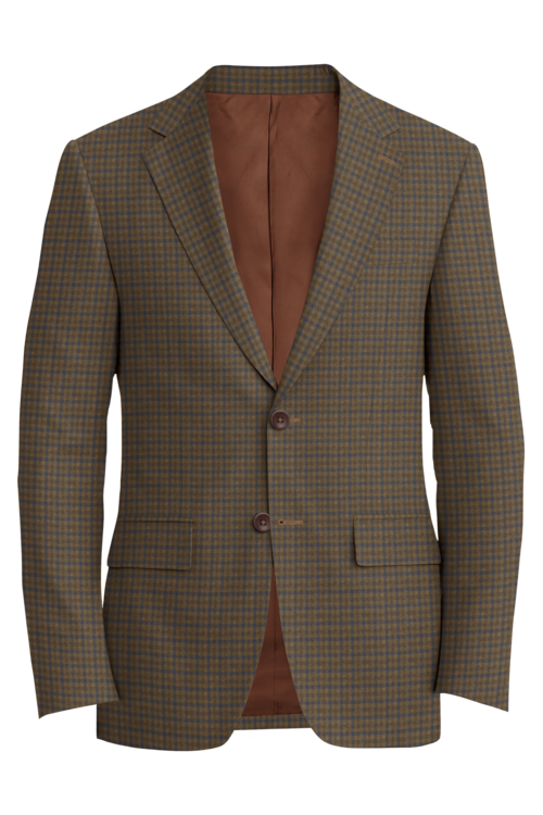 Kensington Tan Blue Check Jacket in tan blue check fabric