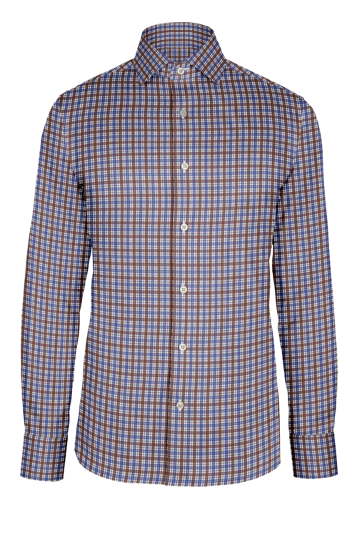 Brown Blue Track Plaid custom shirt