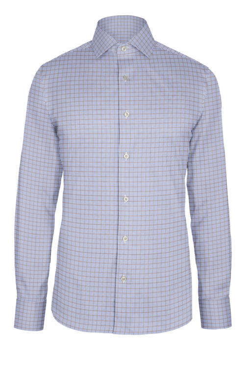 Brown Blue Graph Check custom shirt