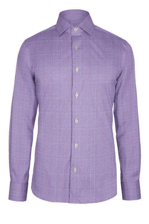 Lavender Prince of Wales Check custom shirt — official long-sleeve visualization