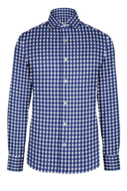 Navy Gingham Check custom shirt — official long-sleeve visualization