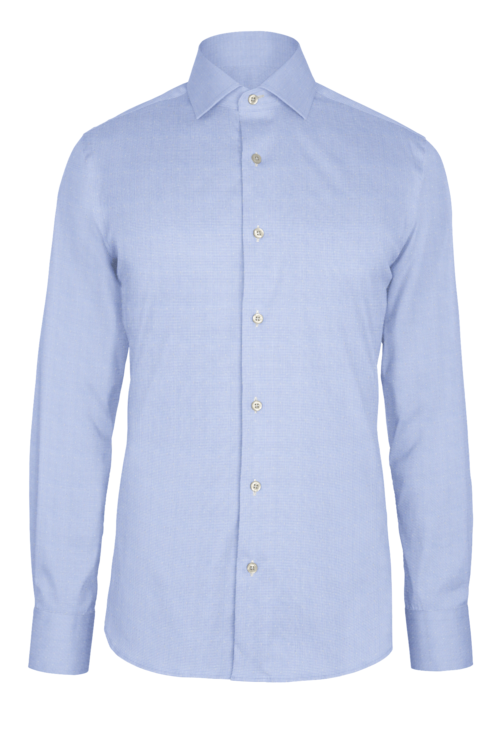 Sky Blue Micro Check Dobby custom shirt — official long-sleeve visualization
