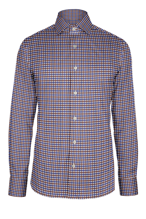 Brown Blue Sport Tattersall custom shirt