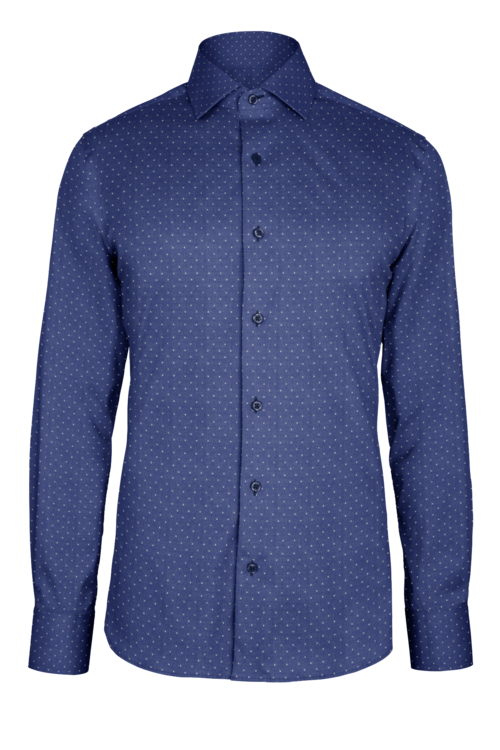 Navy Herringbone Dobby custom shirt — official long-sleeve visualization