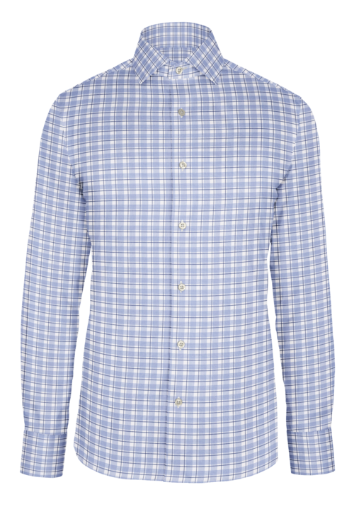 Light Blue Navy Window Plaid custom shirt