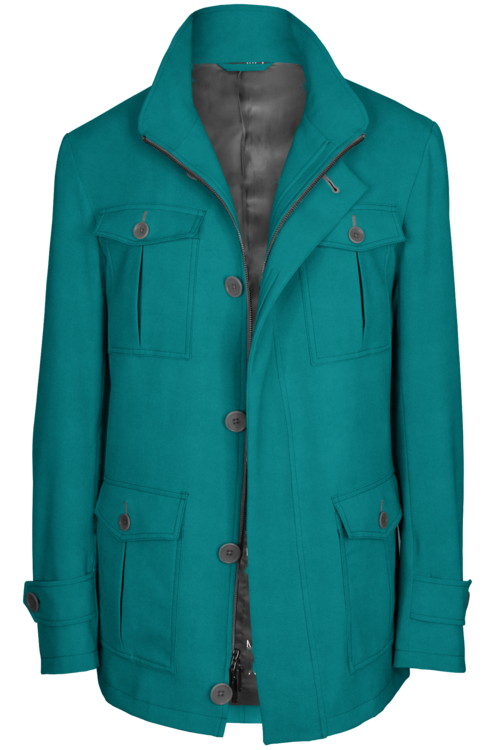 Light Blue Solid Five Button Field Jacket
