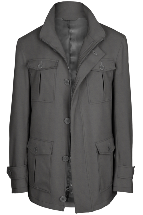 Pewter Solid Five Button Field Jacket