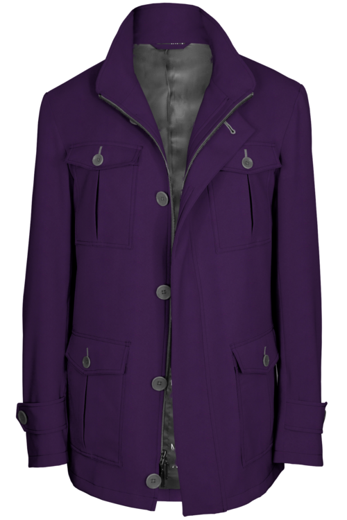 Purple Solid Five Button Field Jacket