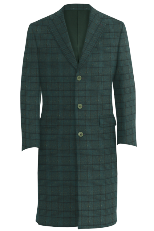 Green Donegal Plaid Three Button Topcoat