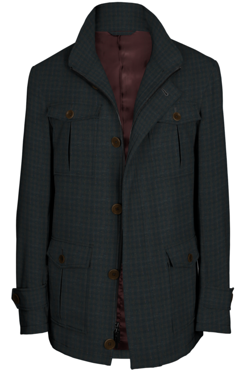 Brown Donegal Window Check Five Button Field Jacket