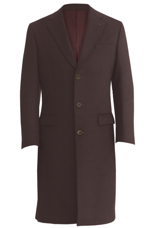 Brown Solid Three Button Topcoat