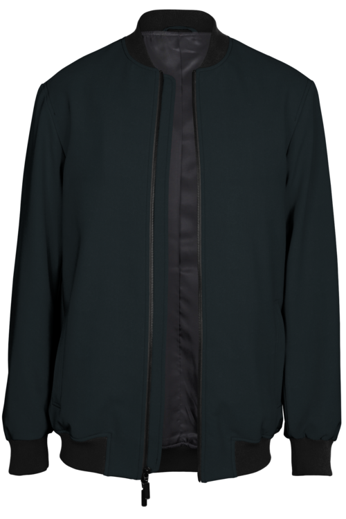 Black Solid Bomber Jacket