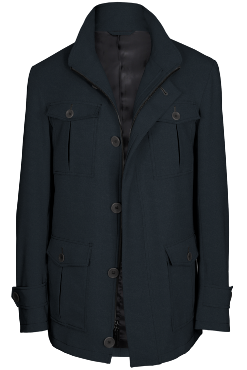 Charcoal Solid Five Button Field Jacket
