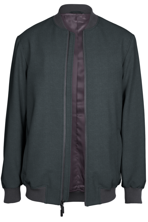 Grey Solid Bomber Jacket