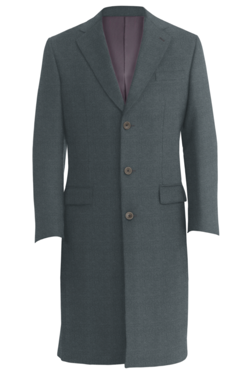 Grey Solid Three Button Topcoat