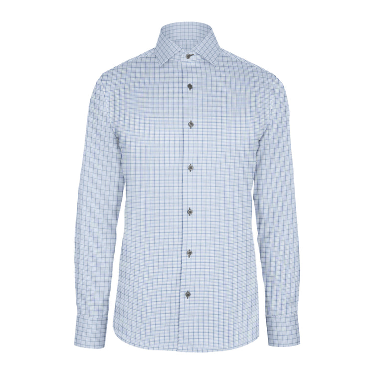 Blue Navy Check Twill custom shirt