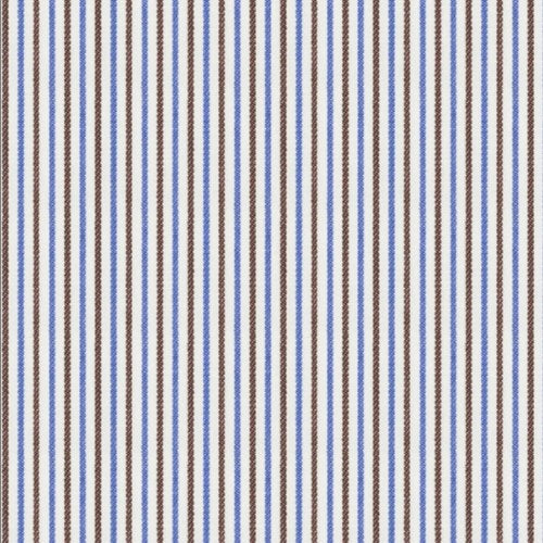 Blue Brown Stripe Twill fabric swatch