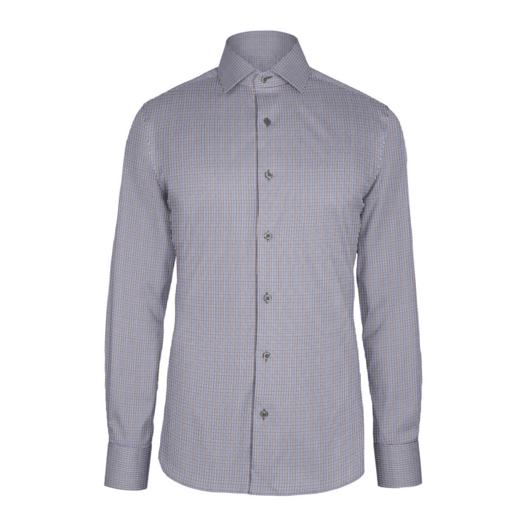 Blue Brown Check Twill custom shirt