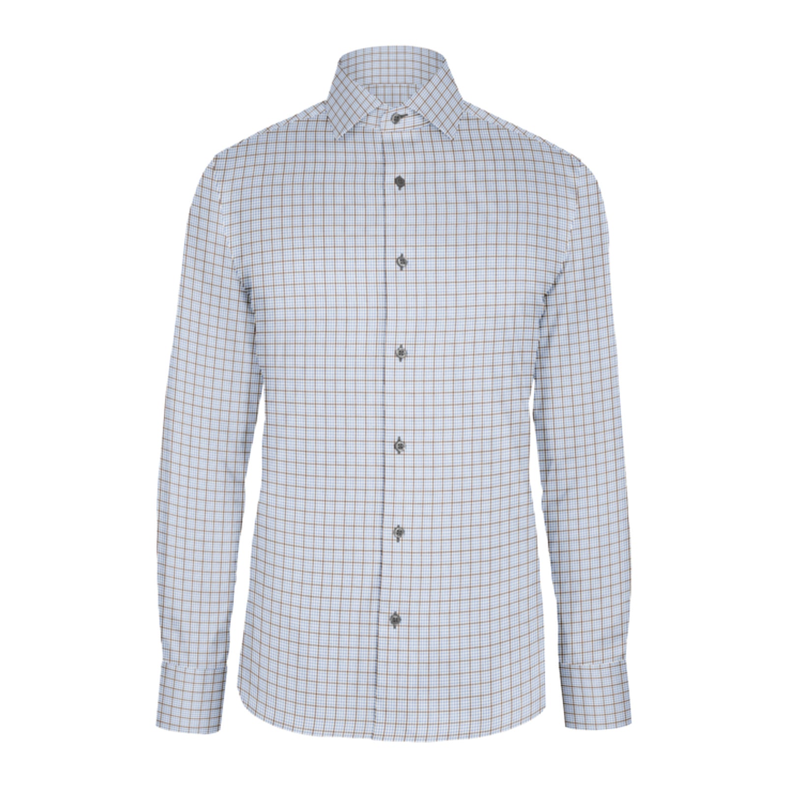 Blue Brown Check Twill custom shirt