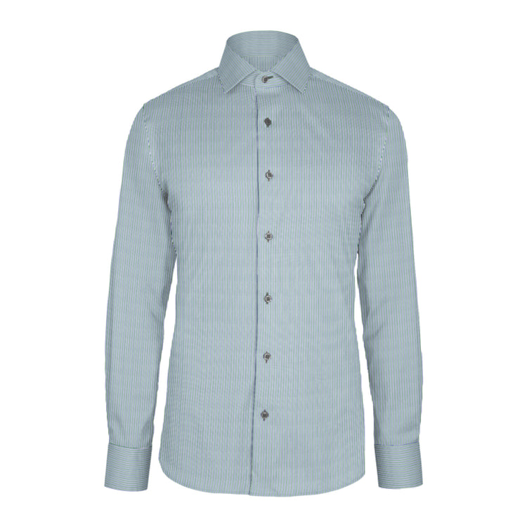 Blue Green Stripe Twill custom shirt