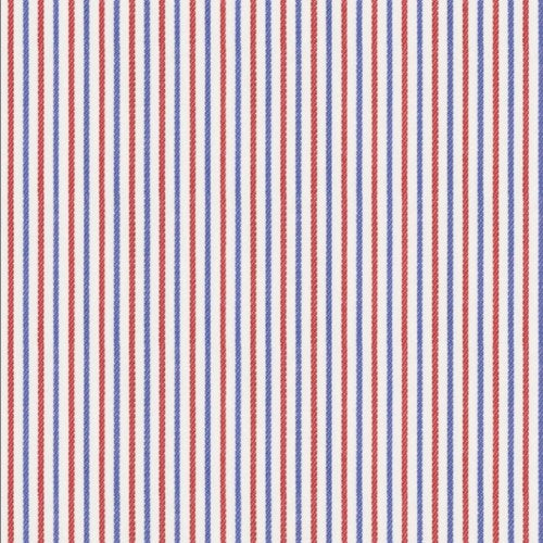 Blue Red Stripe Twill fabric swatch